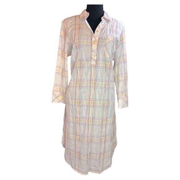 Foxcroft Dresses & Skirts - Foxcroft Plaid Shirt Dress 3/4 Sleeve Pocket Collared Size 12
